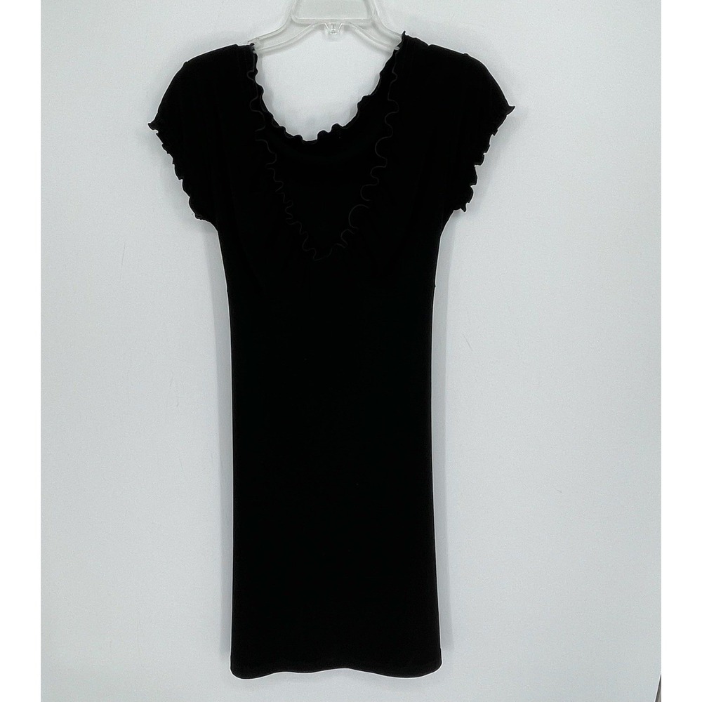 Women's‎ Black Ruffle Trim Tie Back Mini Dress Size XS